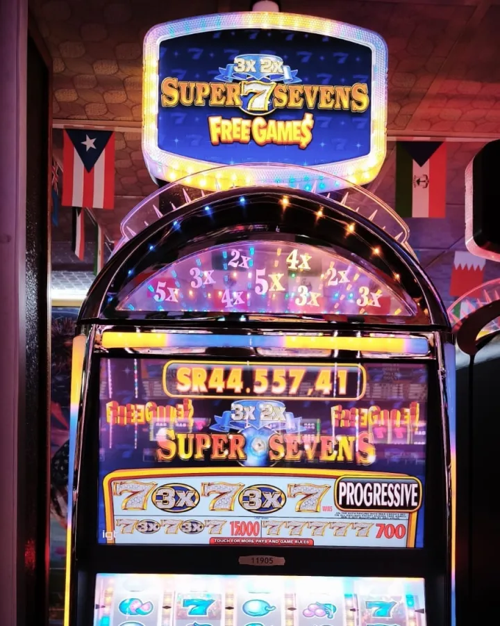 The Super 7 Sevens machine on the Amusement Centre floor